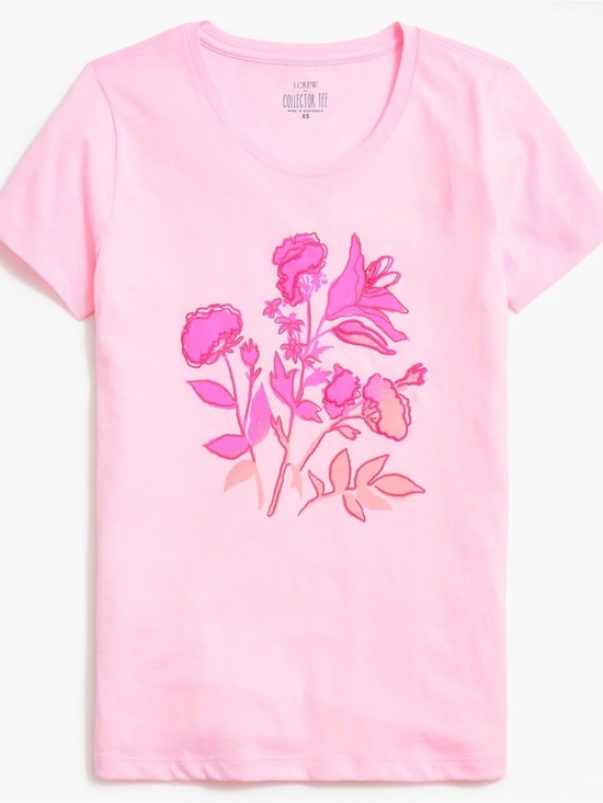J. Crew Tops - J. Crew - Lovely Light Pink Floral Short Sleeve Tee - Size Large
